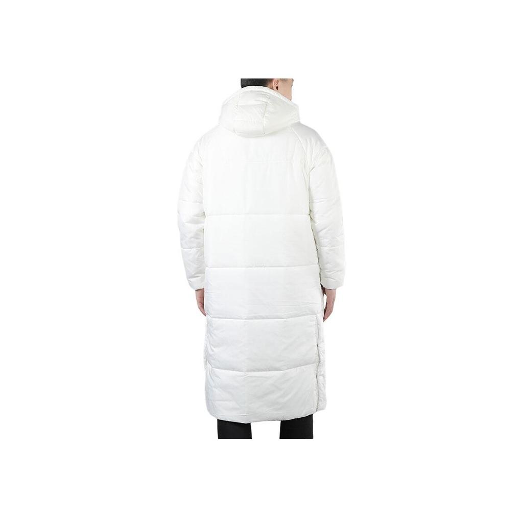 Adidas Solid Color Sports Casual Hooded Windproof Long Cotton Coat Men Outerwear White DZ1435