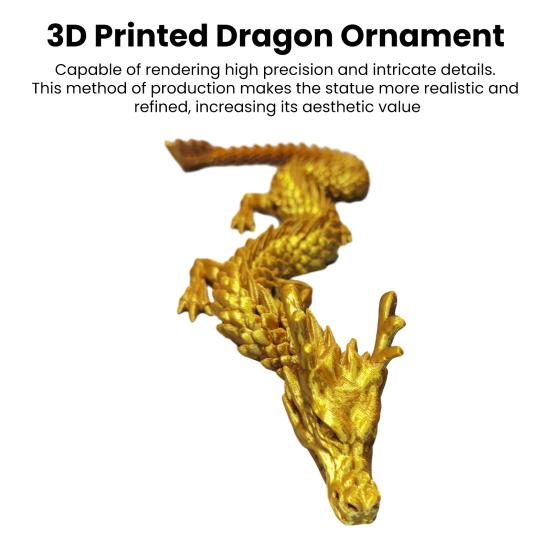 3D Printed Dragon Figure Action Toy Realistic Looking Vibrant Color Chinese Dragon