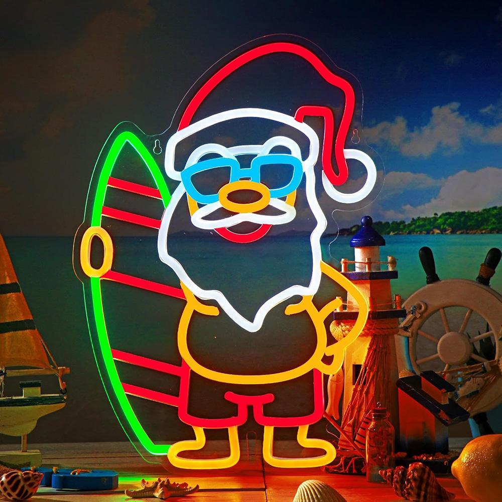

Christmas Day Santa Claus Neon Sign Light Up Room Sign LED Neon Sign Light USB Wall Bar Living Room Party Home Bedroom Office Ta 5V