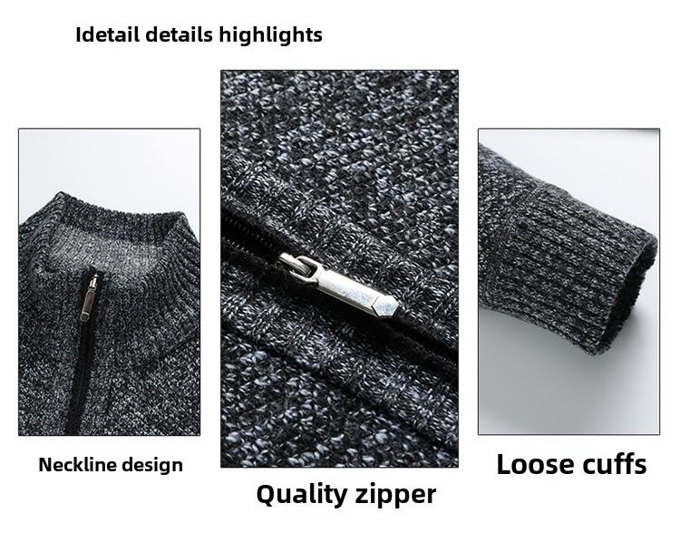 Woodpecker Herren Fleece-gefütterte Strickjacke: Herbst/Winter-Ausgabe 2025 - Lässiger, warmer Pullover für Väter mittleren Alters.