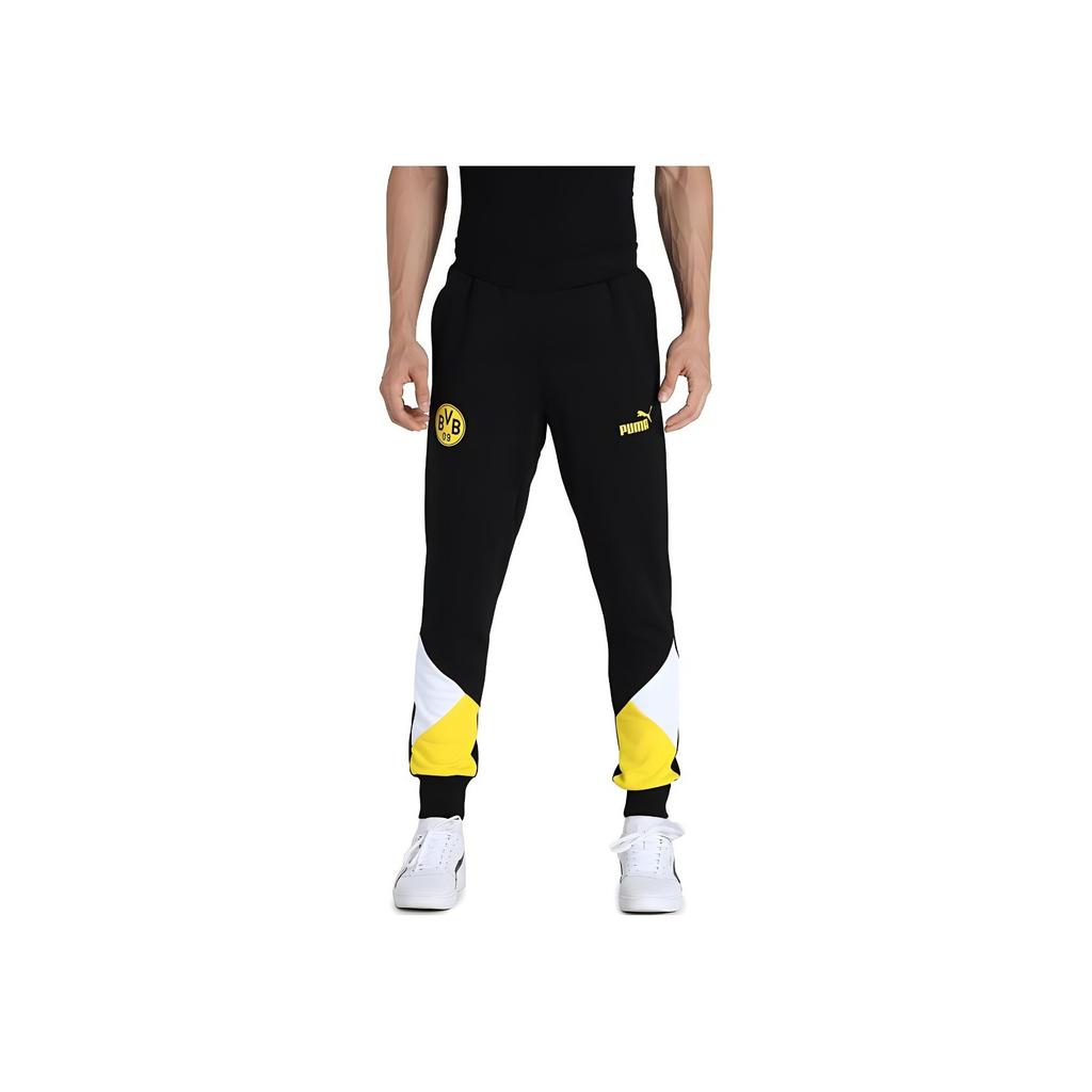 Puma Borussia Dortmund Zúžený střih Střední pas Pletené tepláky Unisex Spodní díl Černá 764320-02