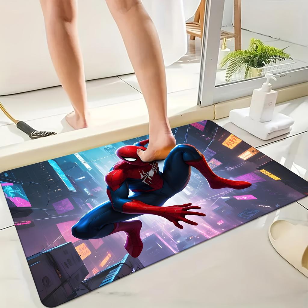 1pz Tappeto MARVEL Spider-Man Adatto per Porte, Soggiorno, Camera da Letto, Cucina, Corridoio e Bagno - Tappeto Rettangolare in Flanella c