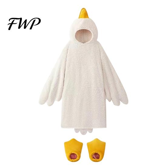 Tuta Intera da Anatra per Bambini Costume Divertente da Oca Bambini Adulti, Pigiama Animale con Cappuccio Pigiama, Coperta Indossabile in Morbido Peluche, Cosplay di Halloween Bambino