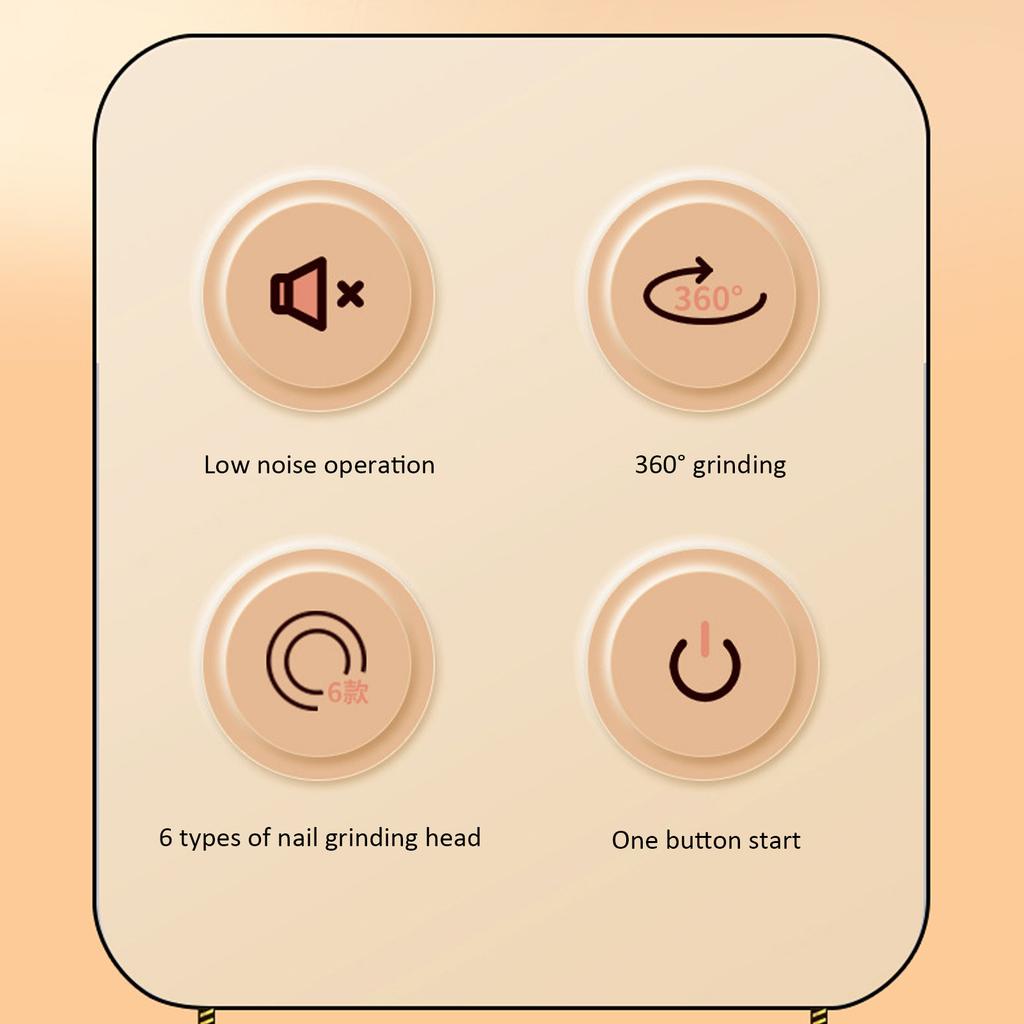 Baby Nail Trimmer Safe Rotate Electronic Baby Nail File with 6pcs Grinding Heads for Children