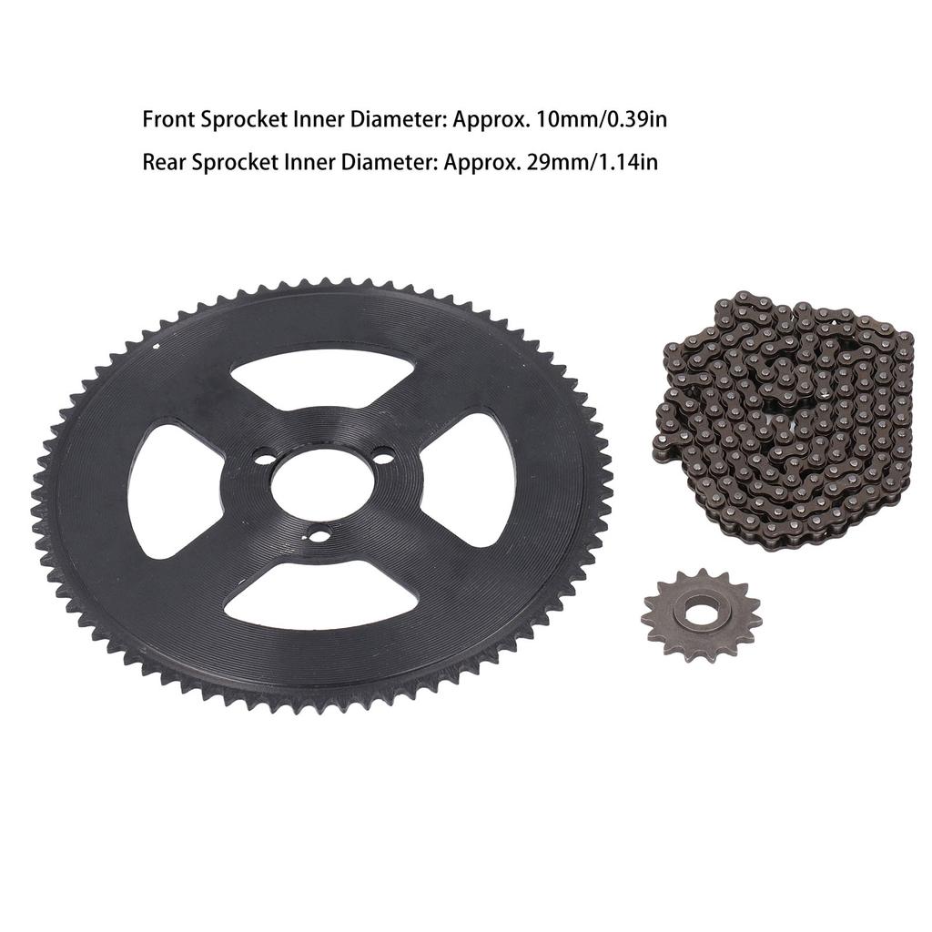 25H Chain Sprocket Set Steel 10mm 15T Front Sprocket 29mm 80T Rear Sprocket 146 Link Drive Chain for 47CC 49CC Mini Motorcycle ATV Dirt Bike