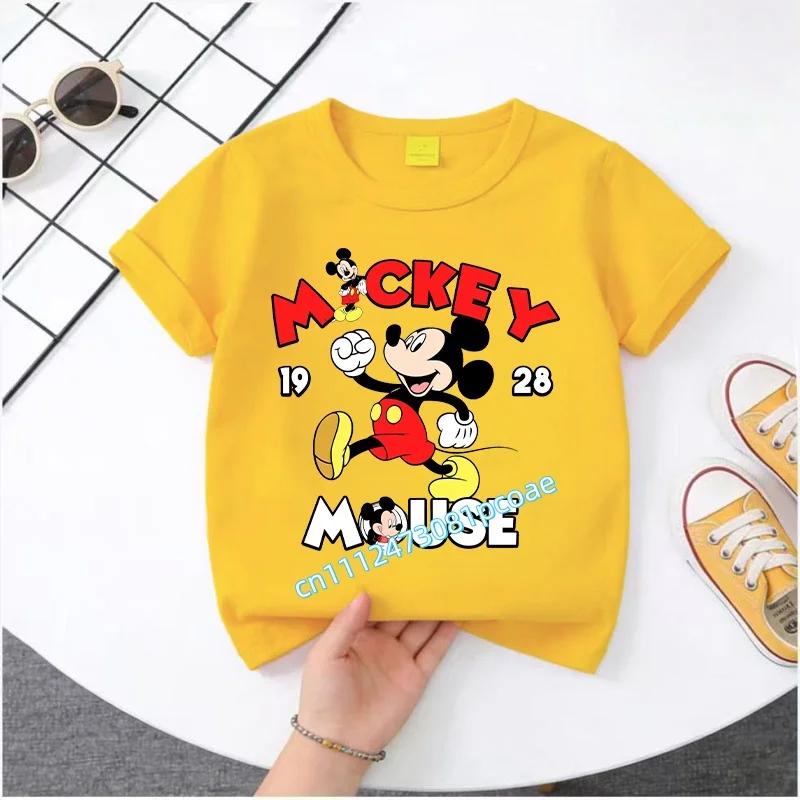 2026 Boys Girls Shortsleeved Printed Tshirt Mouse Cartoon Children 100 Cotton Soft Breathable Loose Sports Comfortable