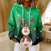 Women's Loose Comfortable Casual Fashion V-Neck Christmas Print Long Sleeve Hoodie