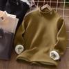 Boys' Half-Turtleneck Warm Autumn Winter Shirt with Velvet  Thickened Medium and Large Children's Clothing for Boys