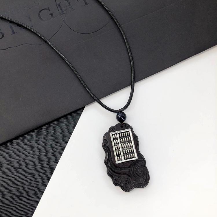 Retro Zen Ebony Long Necklace Women's Versatile Fashion Literary Clothing Accessories Sweater Chain Pendant