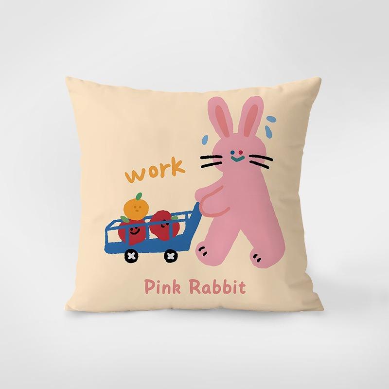 Cartoon Bear Elephant Pattern Decorative Pillowcase Bedroom Living Room Square Cushion Pillowcase