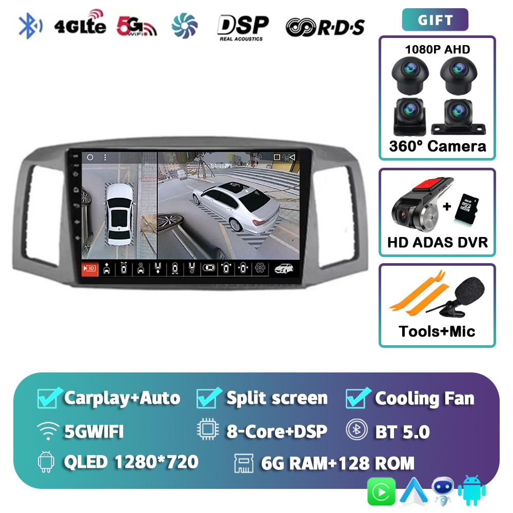 Android 14 Carplay Auto 4G For Jeep Grand Cherokee 2004 2005 2006 2007 Car Radio GPS Multimedia Video Player DSP Stereo No 2Din