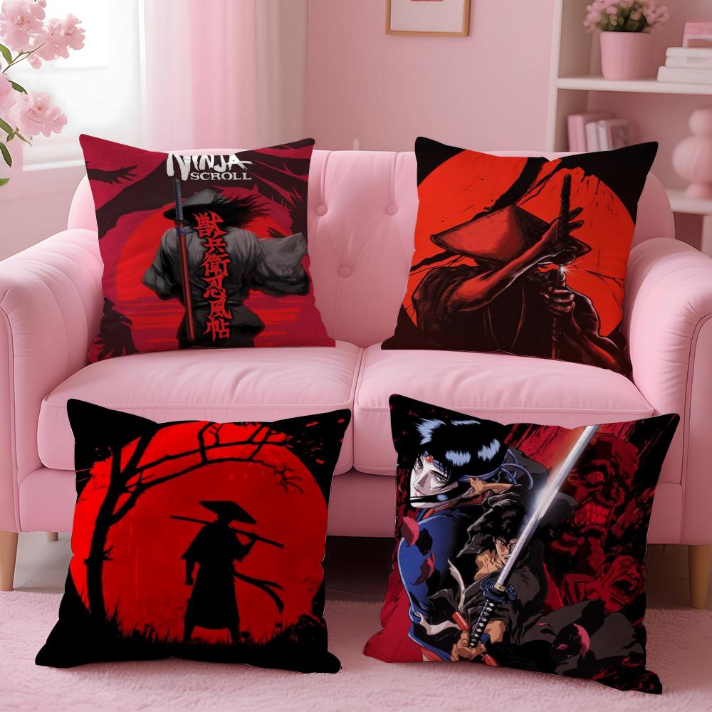 Samurai Klassischer Japanischer Anime NNinja Schriftrolle Kissenbezug Kissenhülle Weiches Hautfreundliches Gewebe Verdeckter Reißverschluss