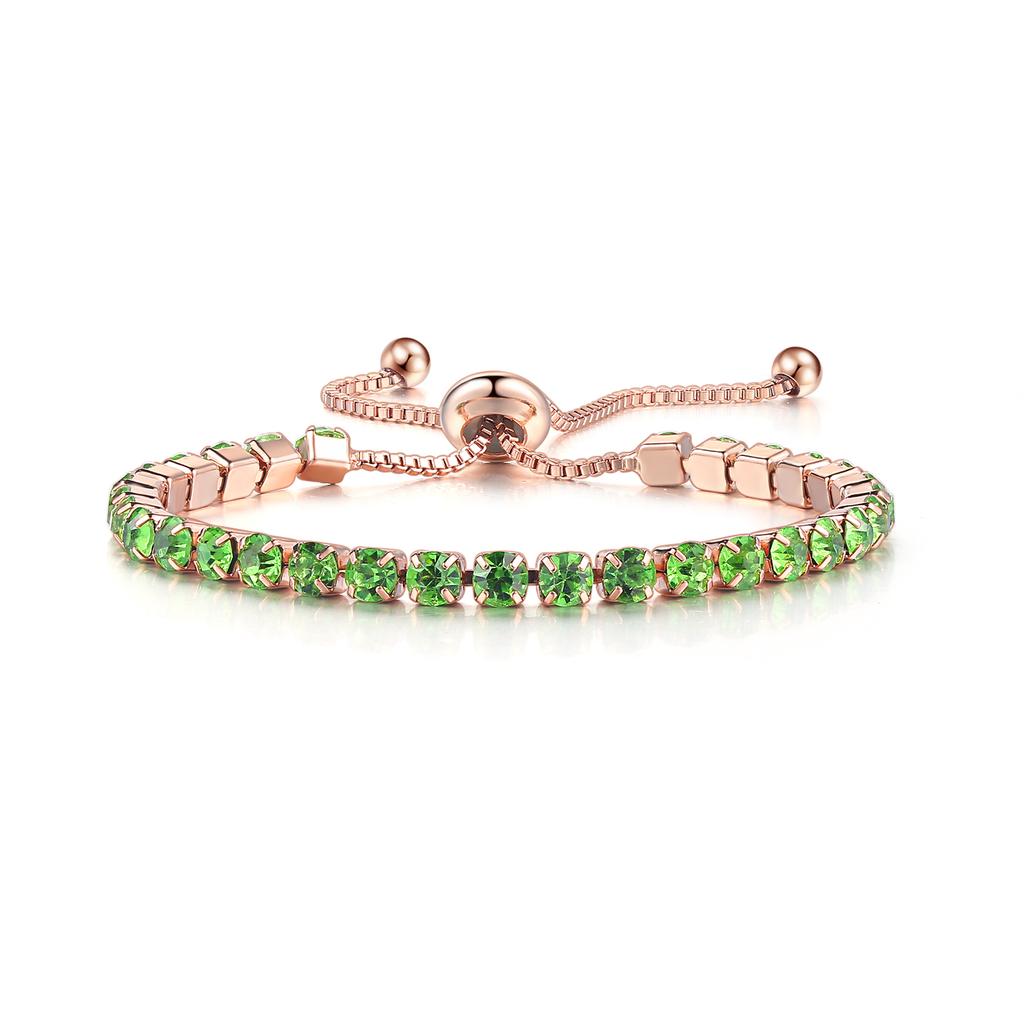 Adjustable Colorful Birthstone Tennis Bracelet for Women Multicolor CZ Crystal Wedding Birthday Gift Hand Jewelry