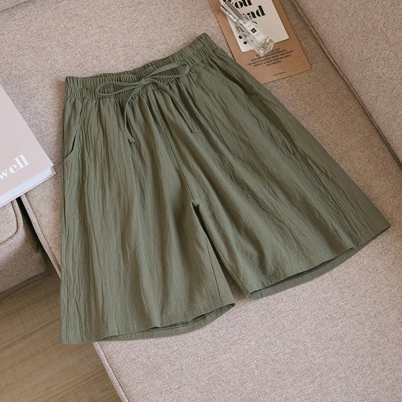 Women Shorts Summer Casual Two Pockets High Waist Soft