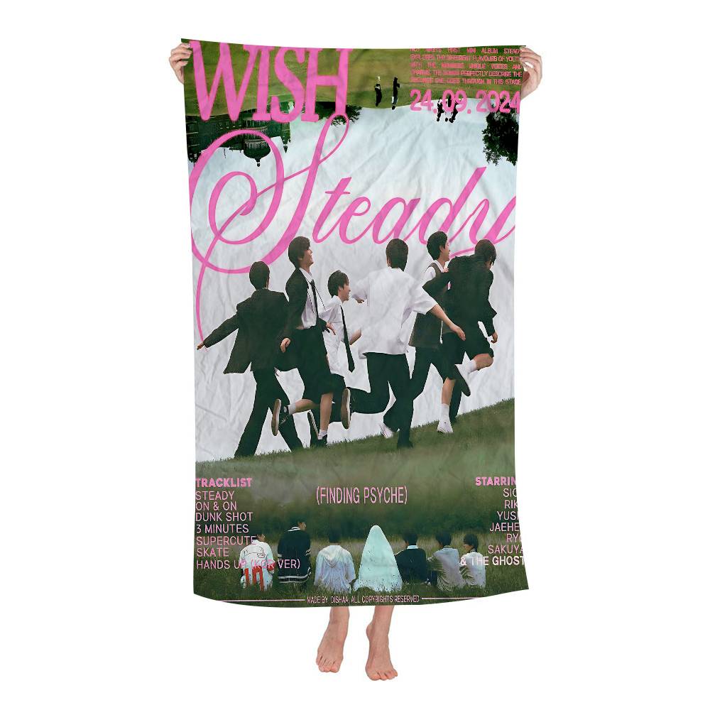 Kpop Band N-NCT W-Wish Singer Beach Towel Colorful Bath Towels For Girl Microfiber Quick Dry Sand Free Beach Yoga Spa