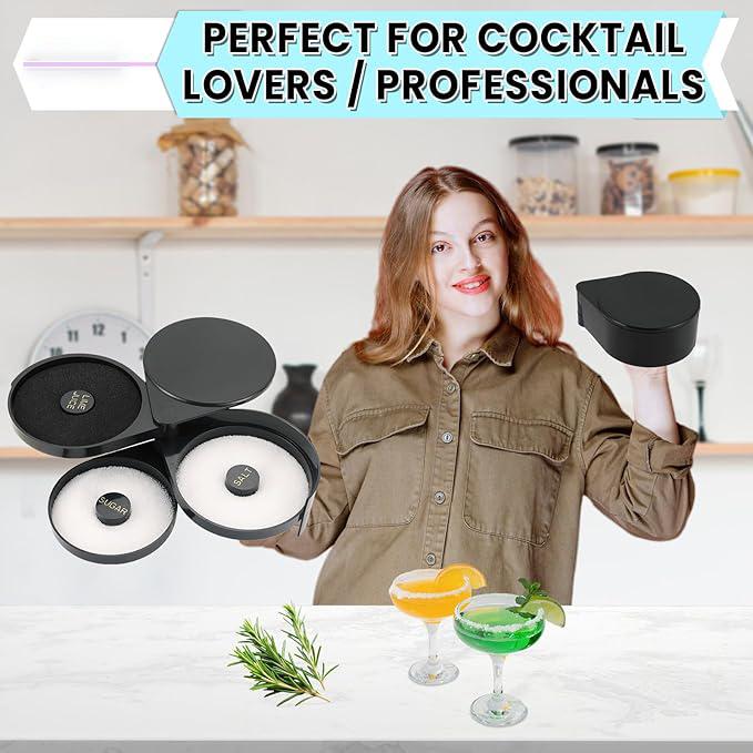 3-Tier Bar Glass Rimmer Bartender Tool with Sponge | Margarita Salt Rimmer Set,Salt Rimmer for Cocktails