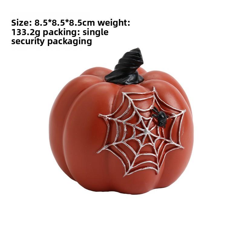 Halloween Decoration Pumpkin Resin Figurine - Festive Tabletop Horror Atmosphere Decoration Item
