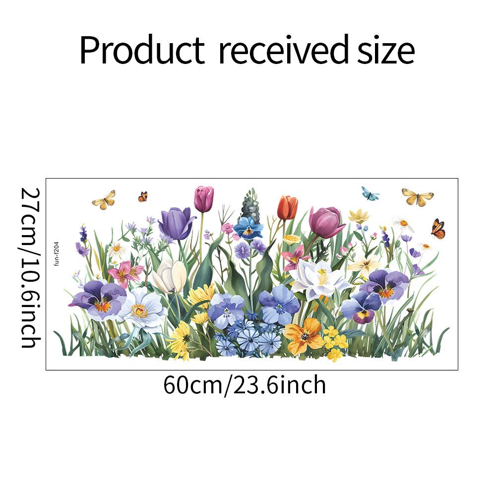 

1PCS Painted Tulip Butterfly Leaf Glass Doors and Windows Home Decoration Window Sticker Uv Material 27x60CM