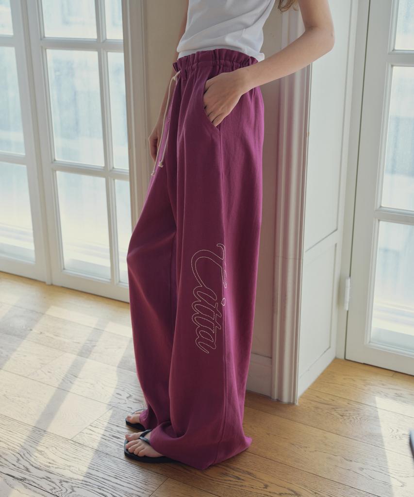 CITTA Signature Logo Linen Wide Pants_Ctb574(Purple)