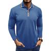 Men's Knit Long Sleeve Polo Shirts Turn Down Collar Business Casual Pullover Tops