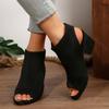 Fashion New High-heeled Sandals Summer Shoes for Women Black Mesh Breathable Peep Toe Casual Gladiator Slip On Women's Heels Sandales