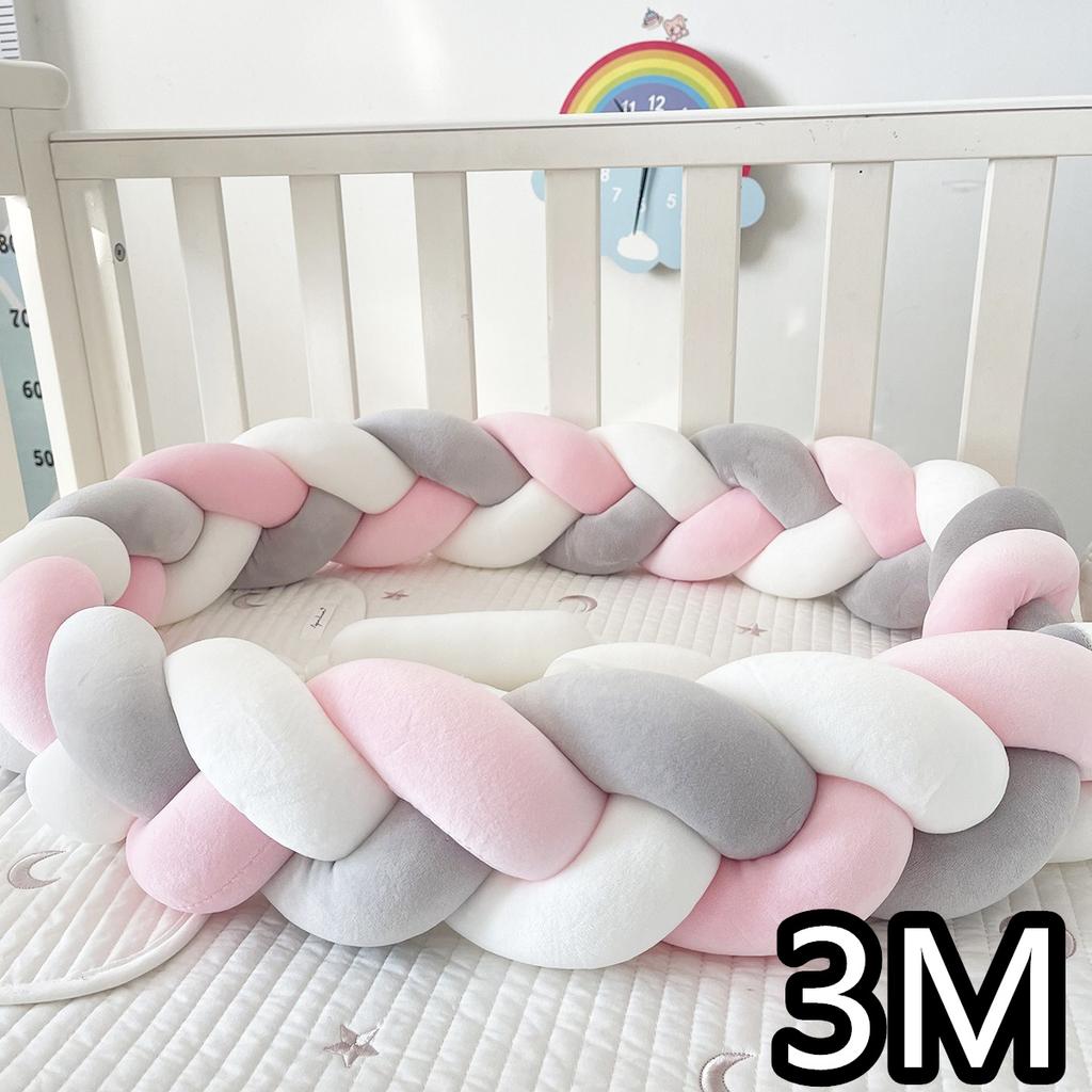 1M/2M/3M/4M  Baby Crib Bumper Protector Bed Braid Knot Cushion for Infant Kids Shares Toddler Baby Bed Bumpers in Crib Newborn