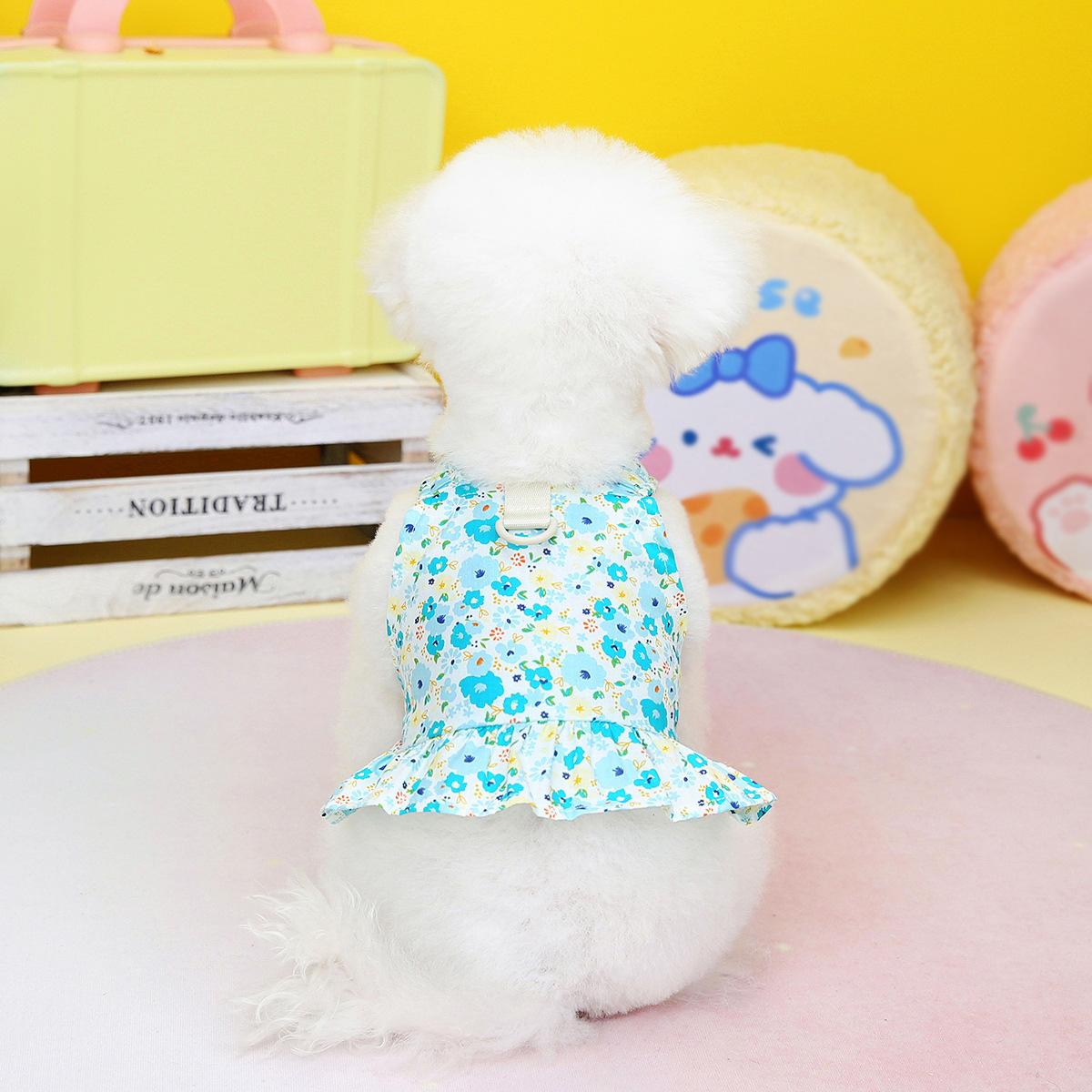 

Весенняя и летняя одежда для собак 2023, одежда для домашних животных, Тедди Ченери Бишон, короткая юбка на груди и спине XS синий