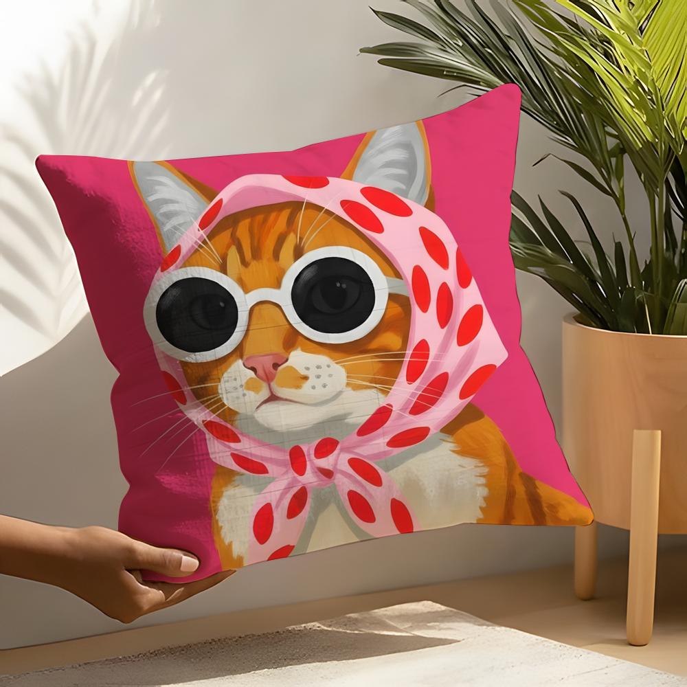 Funny And Surprising Cat Patterns Pillow Case Home Living Room Decoration Linen Pillowcover Pillow Cases Cushion Cover