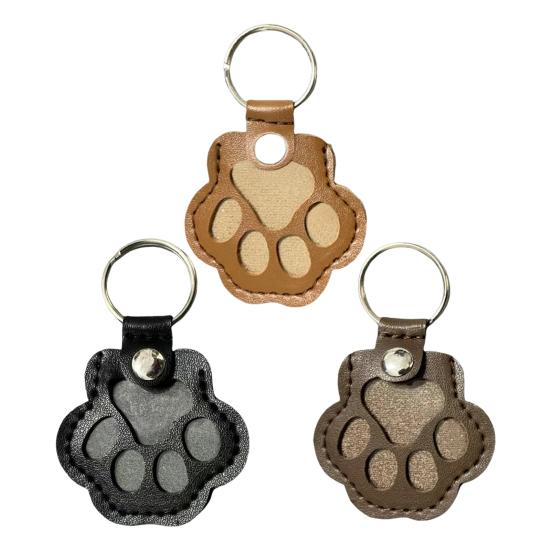 Faux Leather Pet Memorial Keychain Paw Shaped Keepsake Key Chain Easy to Use Pet Hair Storage Bag Key Holder