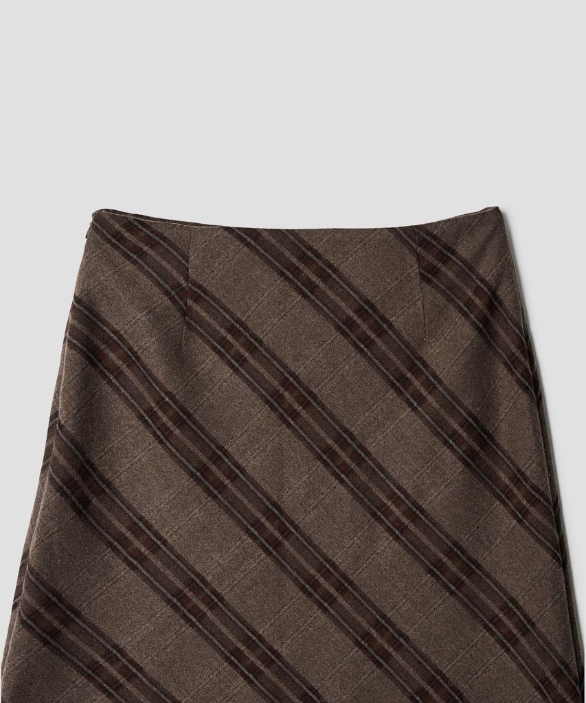 Tudment 70S Classic Check Long Skirt Brown