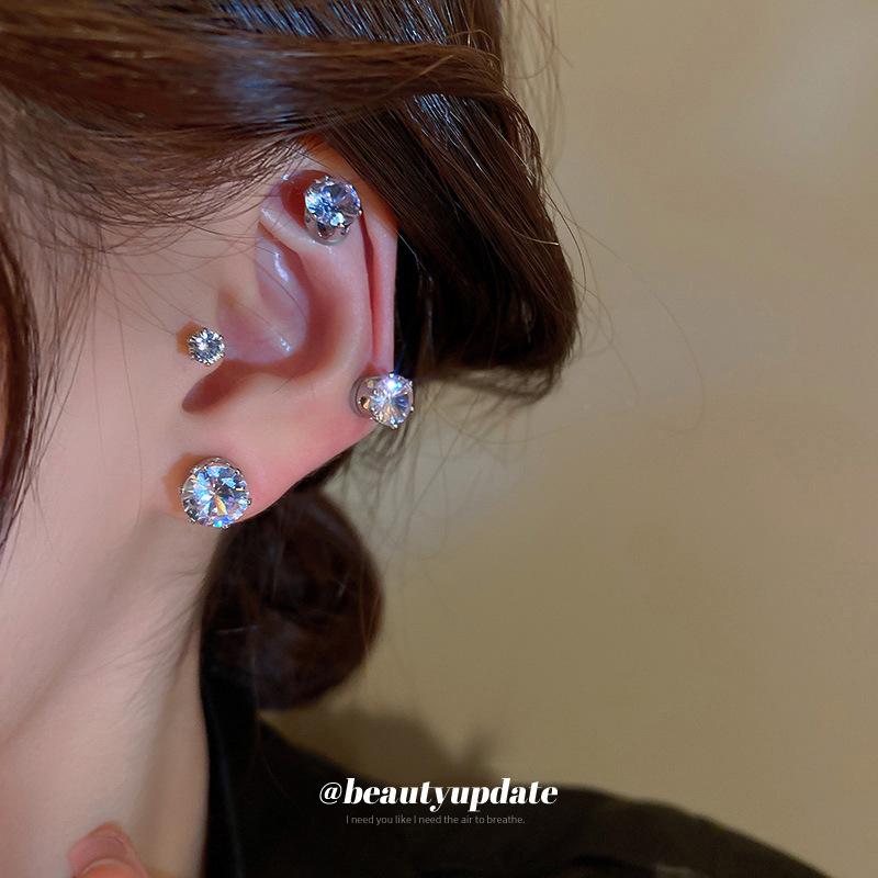 Magnet Magnetic zircon earless ear clips Fashion temperament Simple earrings Versatile new Internet celebrity earrings Women