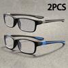 2 Pairs of Men's Elegant Anti Blue Light Reading Glasses  Rectangular Full Frame Anti Glare Lenses