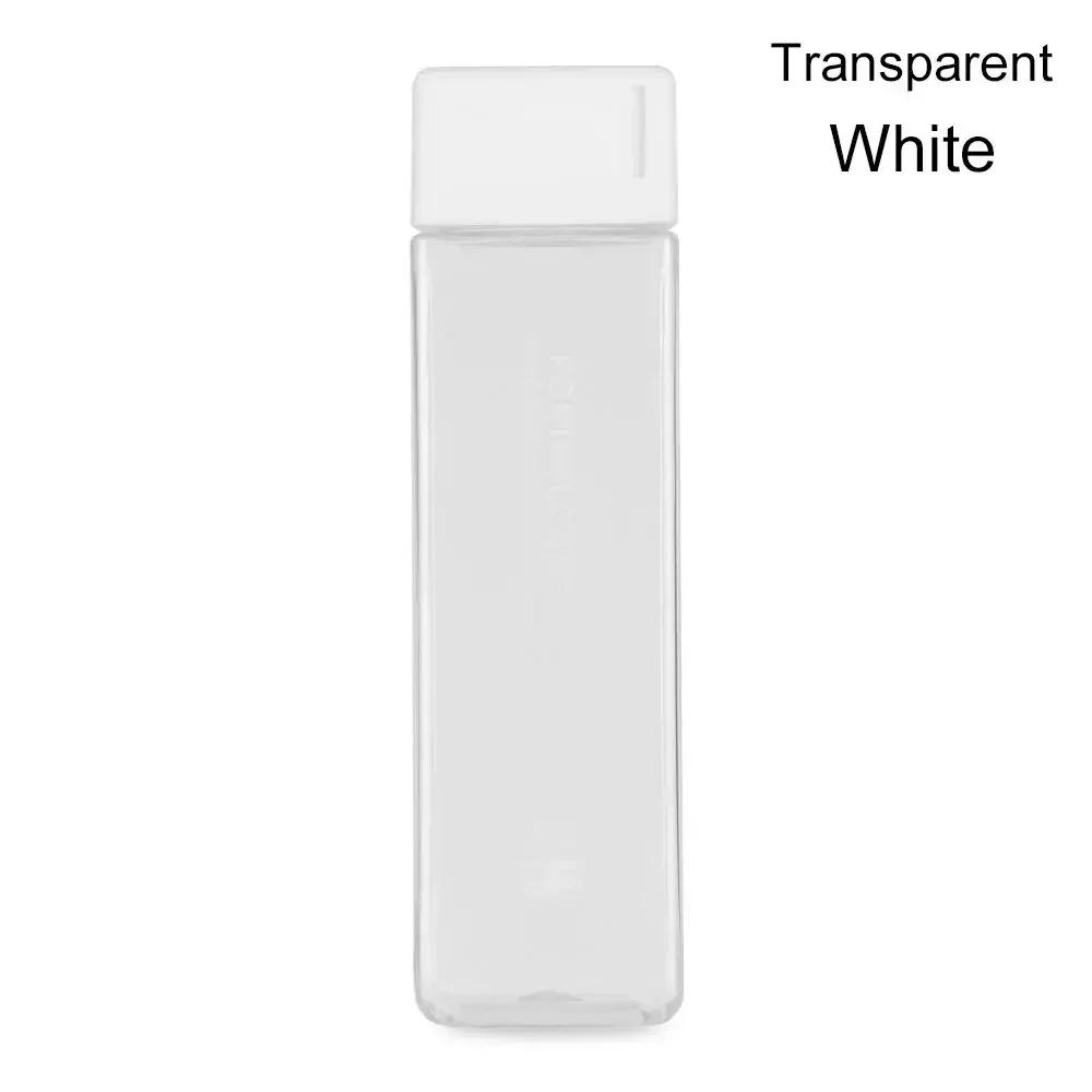 Square Water Bottle Plastic Clear Cup Leakproof Frosted Water Bottle Portable Drink Jug Practical PP Material Bottle with Straw