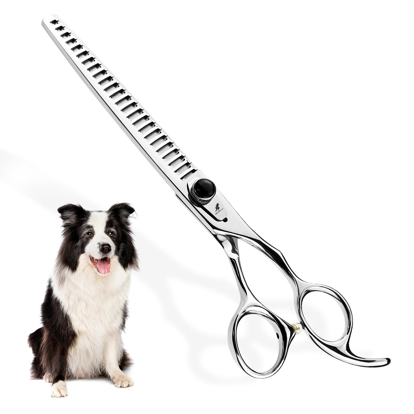 7.5 inch VG10 silver fishbone tooth scissors, professional pet scissors, beauty scissors