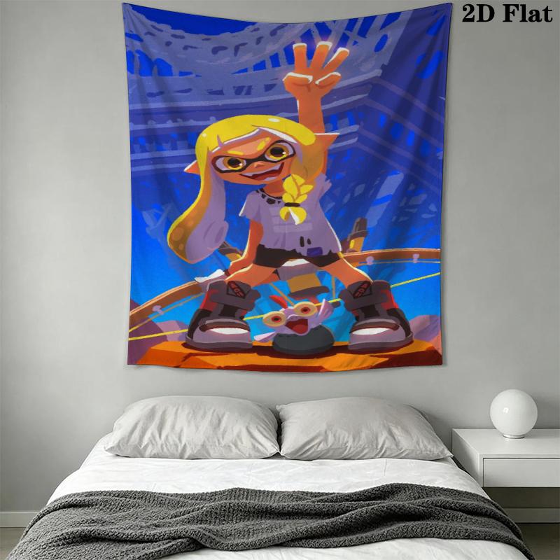 Splatoon game Wall Tapestry Aesthetic Wall Hanging Printed Fabric Blanket Decorative Tapestries for Bedroom Living Room Home Decor