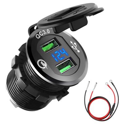 Car Motorcycle Refitted USB Charger Mobile Phone Tablet QC3.0 Metal Quick Charging