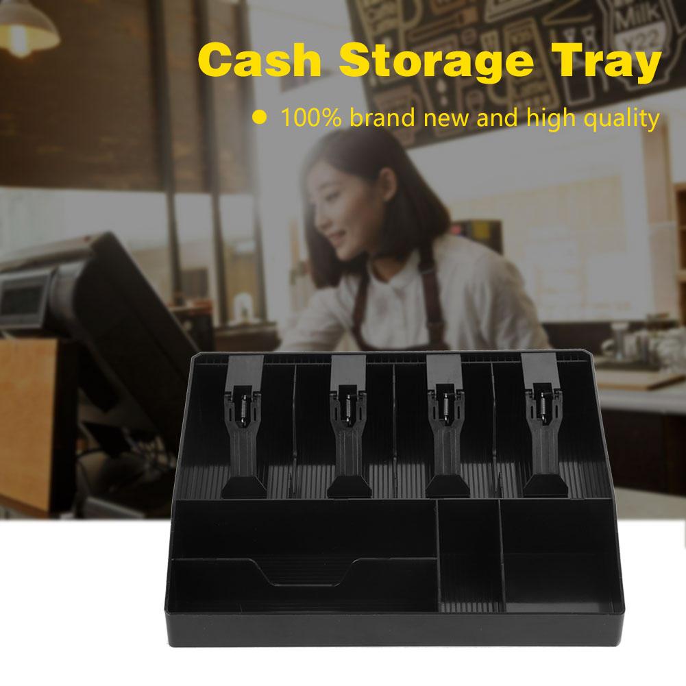 Eight Grids Cash Drawer Register Insert Coin Tray Cashier Tidy Storage Safe Box (Black)