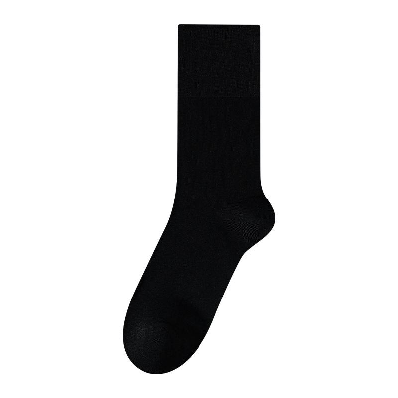 Men's Formal Black Silk Over-the-Calf Socks - Antibacterial, Four-Season Business Style