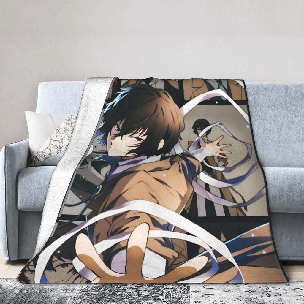 Dazai Bungo Stray Dogs Blankets Super Soft Funny Plush Throw Blanket For Kids Adult Couch Bed Flannel Bedspread Bed Cover