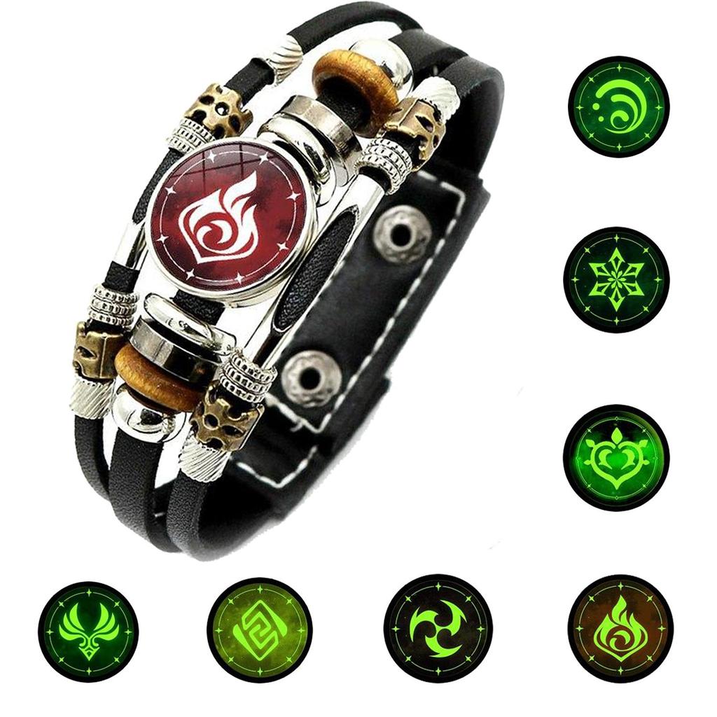 Genshin Impact Armband Leuchtend - 7 Elements Anhänger Mit Ersatzteilen Für Anime Fans