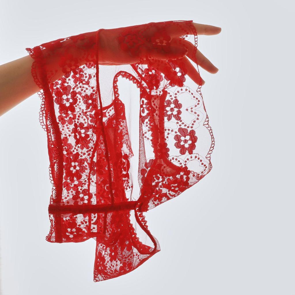 Lace Open Crotch High Waist Mesh Erotic Panties for Women