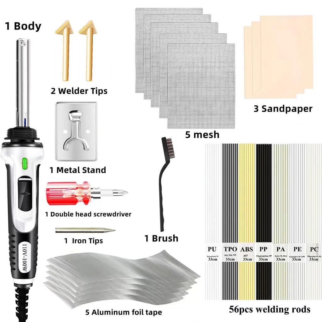 100W Plastic Welding Kit,2-in-1 Plastic Welder & Soldering Iron Gun, 3-Speed Temperature Control