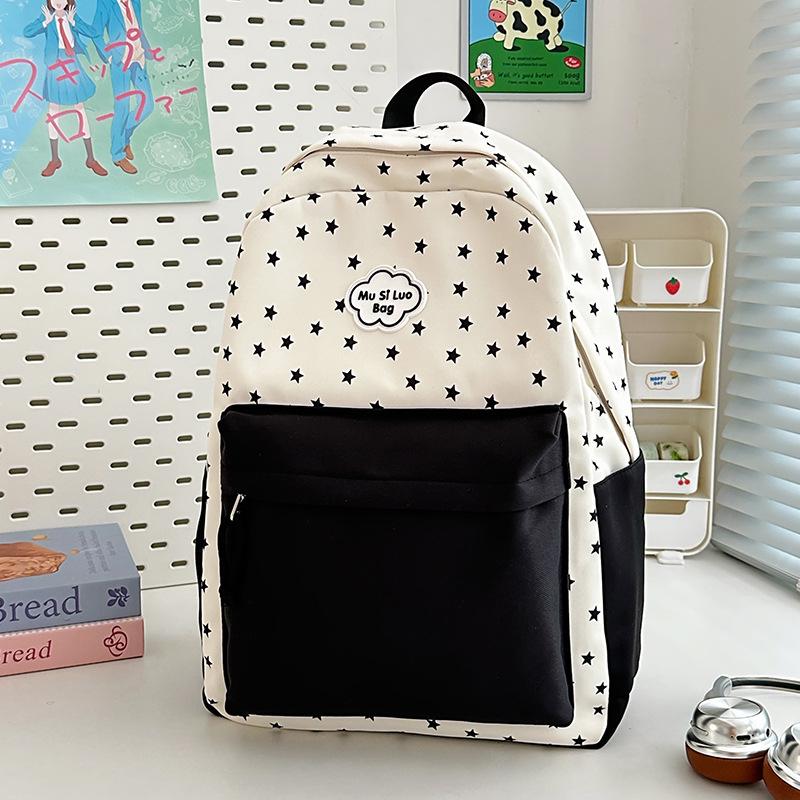 Schoolbag New Japanese Ins High Value Fresh Sweet Cute Star Backpack Junior High School Students Lightweight Travel Backpack