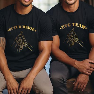 French Evg Team Groomsman Tops Bachelor Party T-shirt Future Groom Squad Best Man Wedding Clothing Beer Graphic Oversized Tees