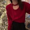 2025 Autumn/Winter New Korean Subtle Design Collar Ribbon Buckle Knit Sweater