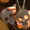 Women's Vintage Gothic Carved Flowers Skull Pendant Chain Necklace Long Sweater Chain Fashion Jewelr