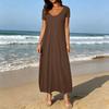 Long Nightgown for Women Short Sleeve Crew Neck Lounge Night Dress Casual A-Line Summer T Shirt Dress