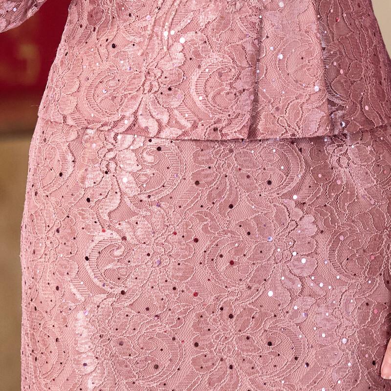 Pasit Faux Two-Piece Lace V-Neck New Chinese Style Mother-of-the-Bride Dress