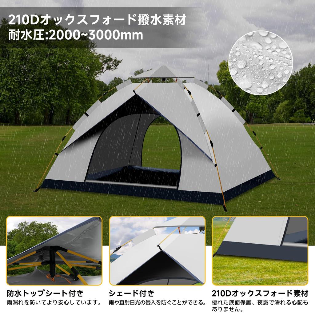 SANLIKE Easy Lightweight Excellent UV Outdoor Simple Emergency Includes Dedicated Storage Bag One-Touch Tent Setup, & Compact, Windproof, Waterproof,
