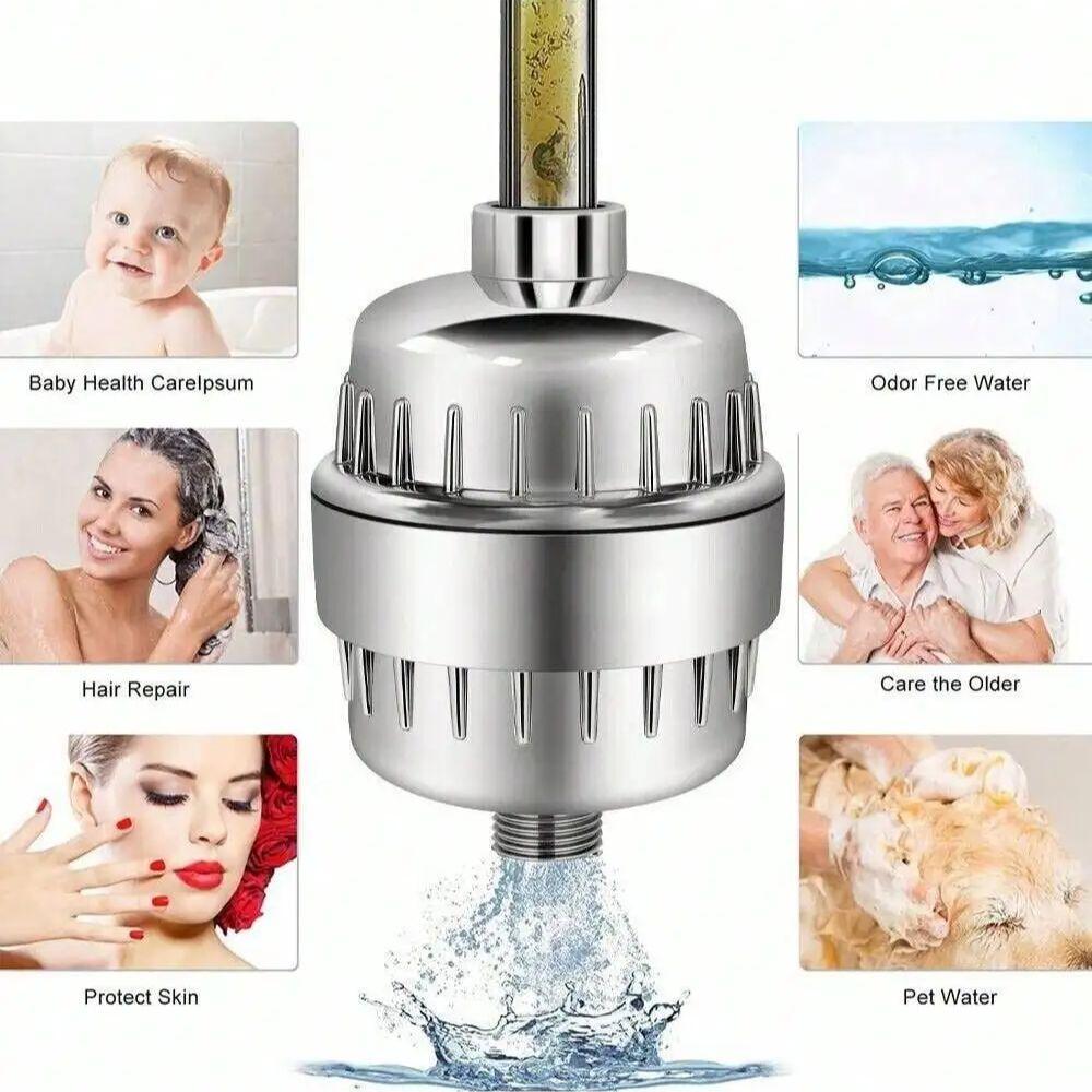 High Output Shower Filter - Latest Superior Advanced 17-stage Filter Media - Universal Multi-Stage Shower Head Filter